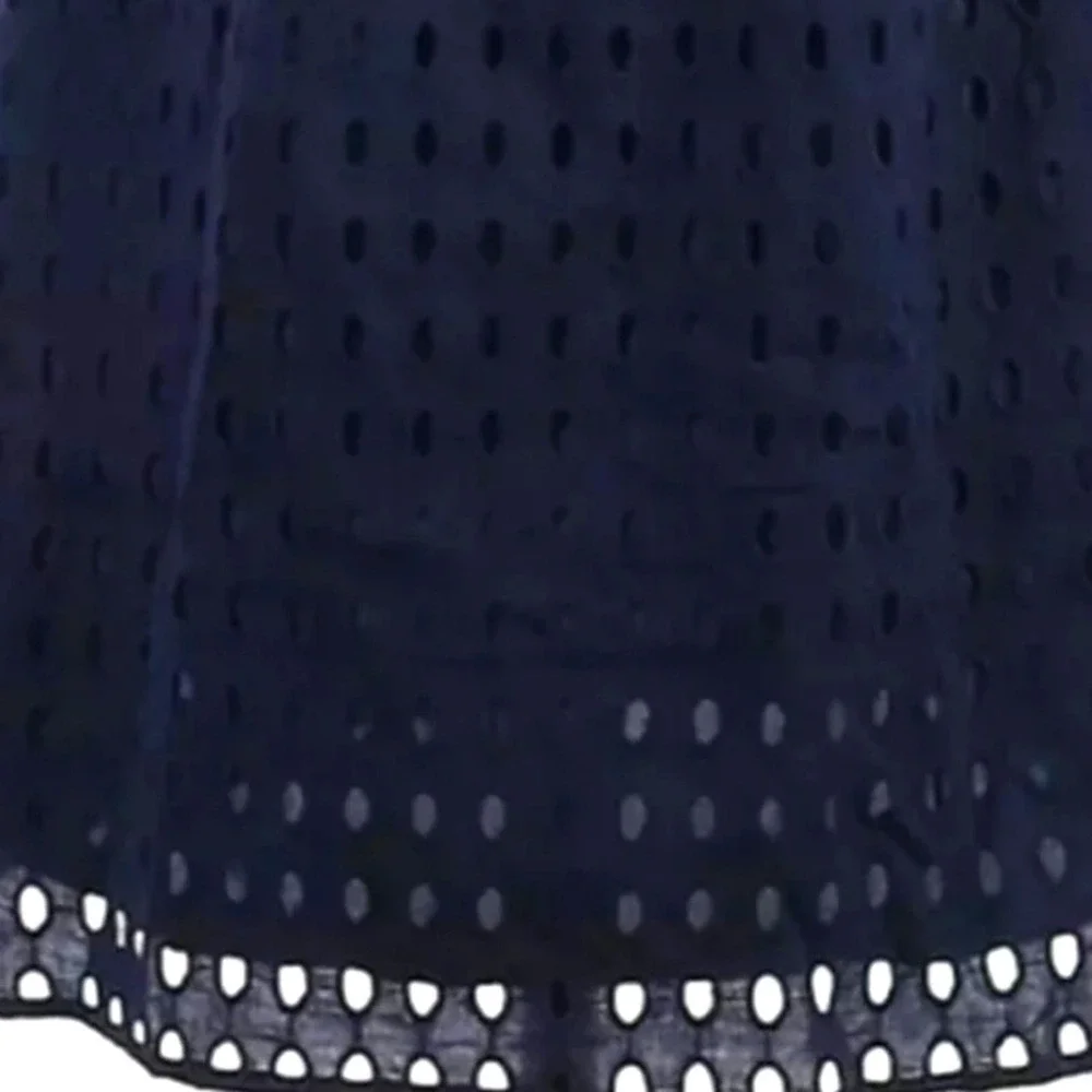 Chelsea & Theodore Navy One Shoulder Eyelet Dress Size L - Picture 3 of 9